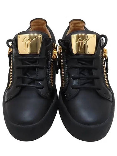 Black color leather May London gold plate zipper decoration women s sneakers 35 - GIUSEPPE ZANOTTI - BALAAN 1