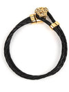 Medusa Braided Leather Bracelet Black Gold - VERSACE - BALAAN 2