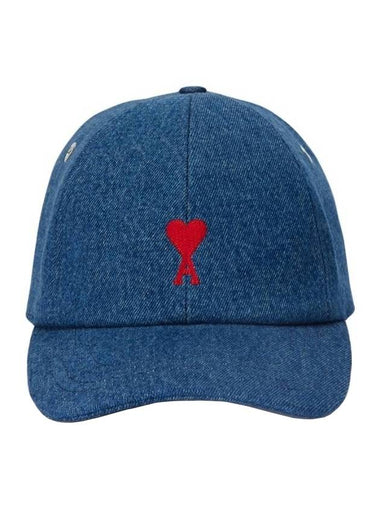 Embroidered Logo Denim Ball Cap Blue - AMI - BALAAN 1