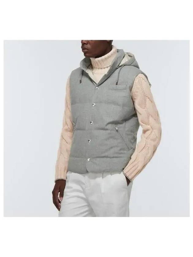 Feather Down Padded Wool Vest Grey - BRUNELLO CUCINELLI - BALAAN 3