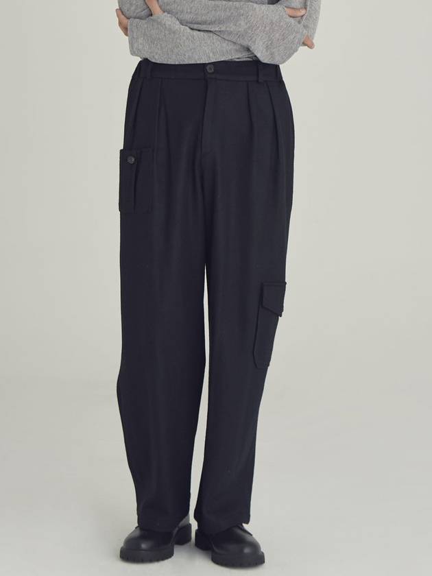 Women's Wool Wide Cargo Slacks Black - MOTH - BALAAN 3