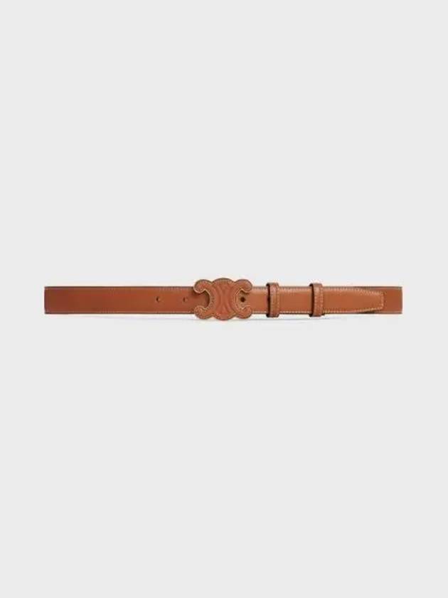 Triomphe medium leather belt tan - CELINE - BALAAN.