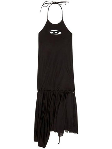 Women's D Halterneck Slim Fit Long Dress Black - DIESEL - BALAAN 1