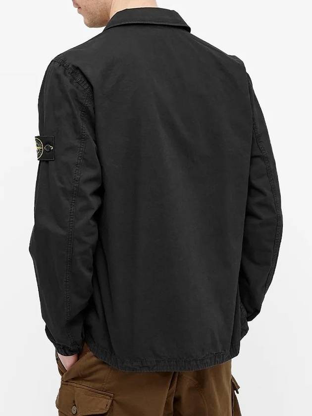 Men's Old Effect Overshirt Zip-Up Jacket Black - STONE ISLAND - BALAAN 4