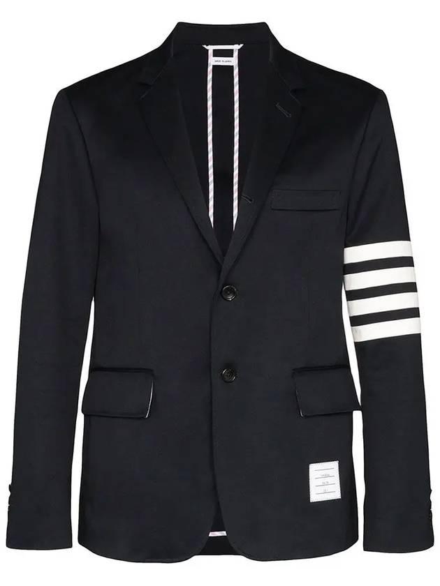 4 Bar Armband Cotton Blazer Jacket Navy - THOM BROWNE - BALAAN 3