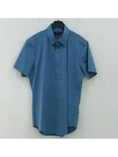 Cotton blend blue color men s short sleeve shirt size - THEORY - BALAAN 1