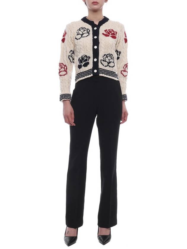 Rose intarsia cable knit cardigan FKC603BY1506 - THOM BROWNE - BALAAN 4