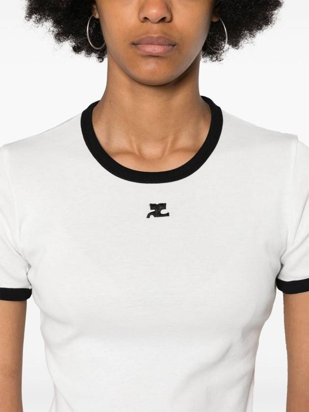 Contrast Signature Short Sleeve T-Shirt White - COURREGES - BALAAN 5