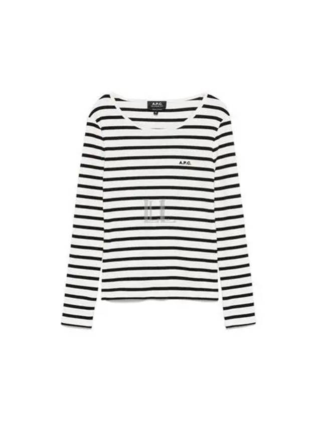 Logo Striped Long Sleeve T-Shirt Black White - A.P.C. - BALAAN 2