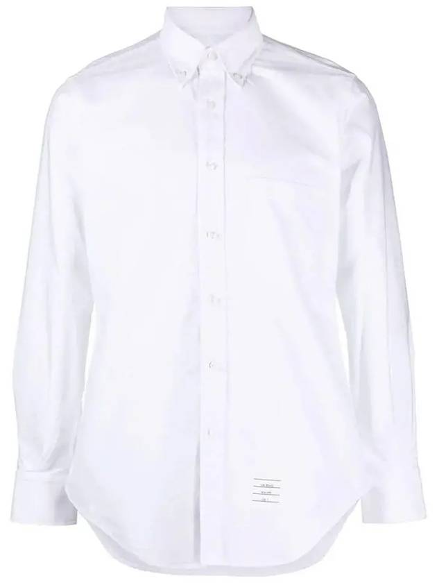 Men's Logo Patch Classic Cotton Long-Sleeve Shirt White - THOM BROWNE - BALAAN 2