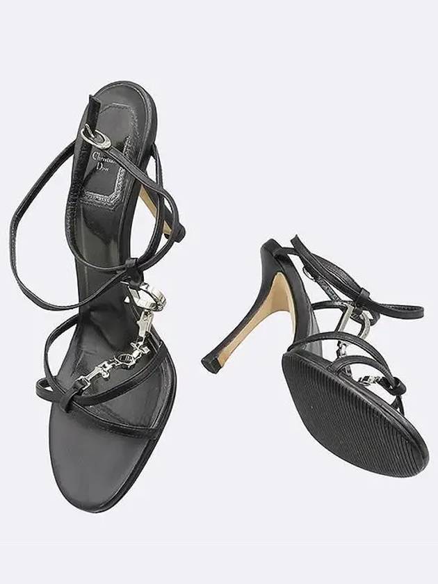 Black leather silver logo decoration women s sandals pumps shoes - DIOR - BALAAN 3