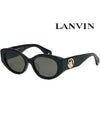 Sunglasses LNV650SLB 001 Oval Fashion Round Black Gold Logo Horn Rim - LANVIN - BALAAN 1