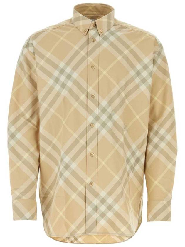 Check Cotton Long Sleeve Shirt Beige - BURBERRY - BALAAN 2