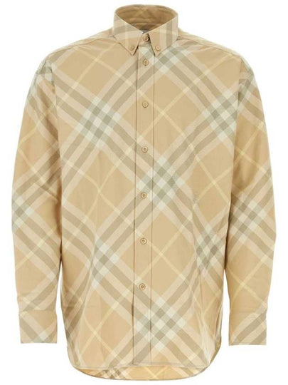 Check Cotton Long Sleeve Shirt Beige - BURBERRY - BALAAN 2