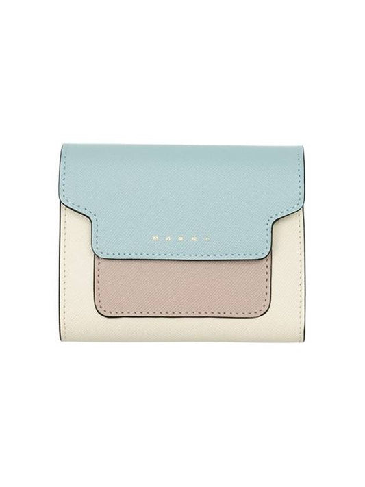 Saffiano Tri-Fold Half Wallet Blue - MARNI - BALAAN 2