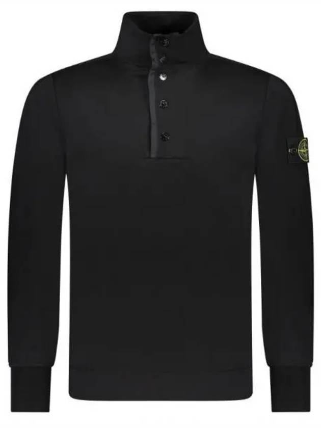 Compass Patch Cotton Fleece Polo Knit Top Black - STONE ISLAND - BALAAN 2