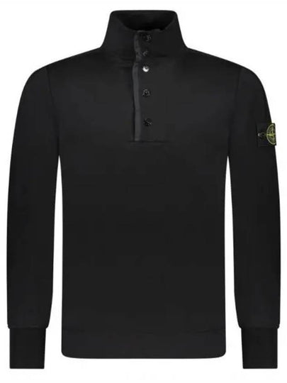 Compass Patch Cotton Fleece Polo Knit Top Black - STONE ISLAND - BALAAN 2