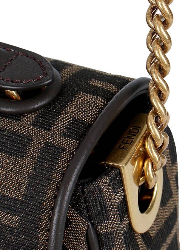 Baguette Chain FF Jacquard Medium Cross Bag Brown - FENDI - BALAAN 10