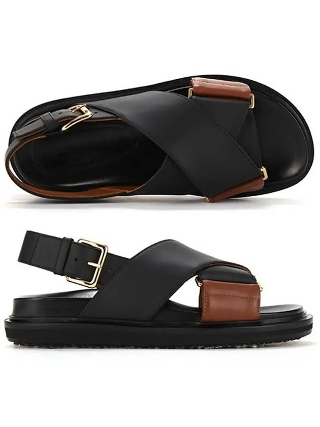 Fussbett Leather Sandals Black Brown - MARNI - BALAAN 6