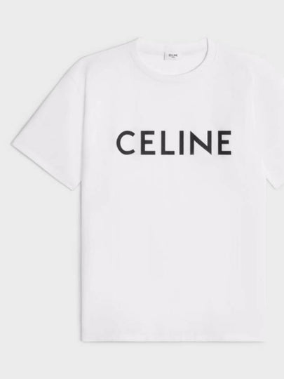 Logo Print Cotton Short Sleeve T-shirt White - CELINE - BALAAN 2