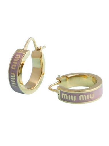 Logo Enameled Metal Earrings Pink - MIU MIU - BALAAN 1