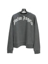 Men's Curved Logo Sweatshirt Grey - PALM ANGELS - BALAAN 1