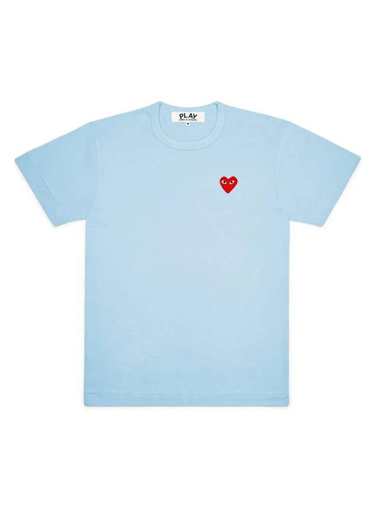 Women's Small Heart Waffen Short Sleeve T-Shirt P1 T271 1 Blue - COMME DES GARCONS PLAY - BALAAN 1