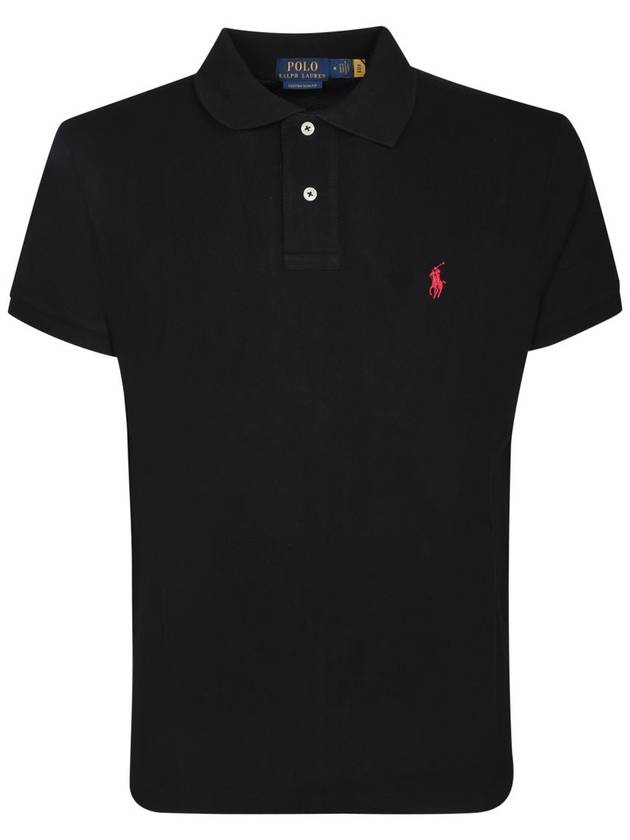 Men's Red Embroidered Logo Polo Shirt Black - POLO RALPH LAUREN - BALAAN 2