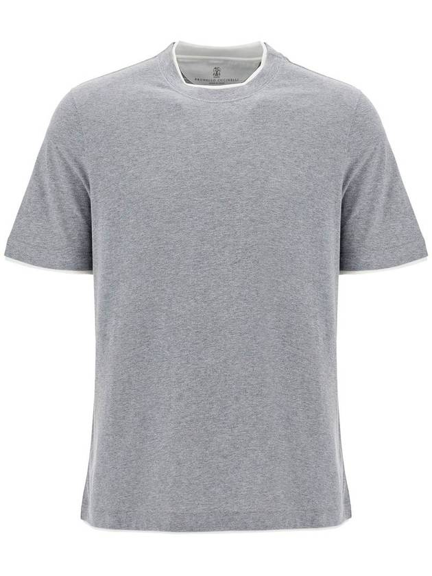 24 ss Cotton T-Shirt WITH Contrast PROFILES M0B137427CY918 B0650987562 - BRUNELLO CUCINELLI - BALAAN 2