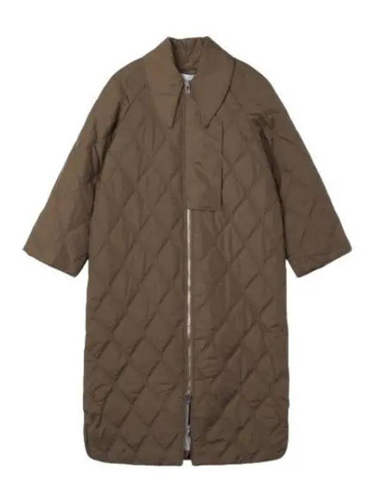 Ripstop quilted padded brown coat - GANNI - BALAAN 1