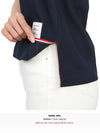 Three Stripes High Twist Rib Polo Shirt Navy - THOM BROWNE - BALAAN 10