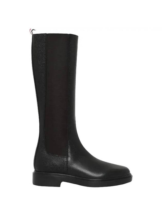 Logo Pebble Leather Chelsea Long Boots Black - THOM BROWNE - BALAAN 1