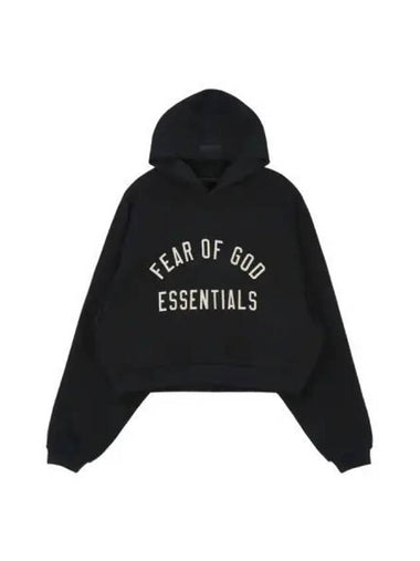 FEAR OF GOD ESSENTIALS Essential Fleece Crop Hoodie Black - FEAR OF GOD ESSENTIALS - BALAAN 1