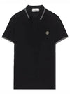 Men's Two Line Wappen Patch Cotton Short Sleeve Polo Shirt Navy - STONE ISLAND - BALAAN 2