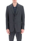 Men's Linen Blend Blazer Jacket Grey - FENDI - BALAAN 3