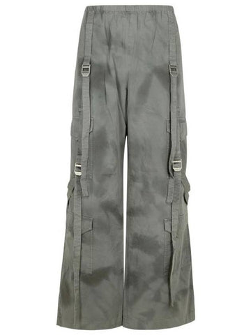 Wide leg strap detail cargo straight pants gray - ACNE STUDIOS - BALAAN 1