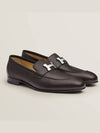 Men's H Silver Logo Paris Loafer Brown - HERMES - BALAAN.