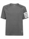 4-Bar Stripe Crew Neck Short Sleeve T-Shirt Grey - THOM BROWNE - BALAAN 2