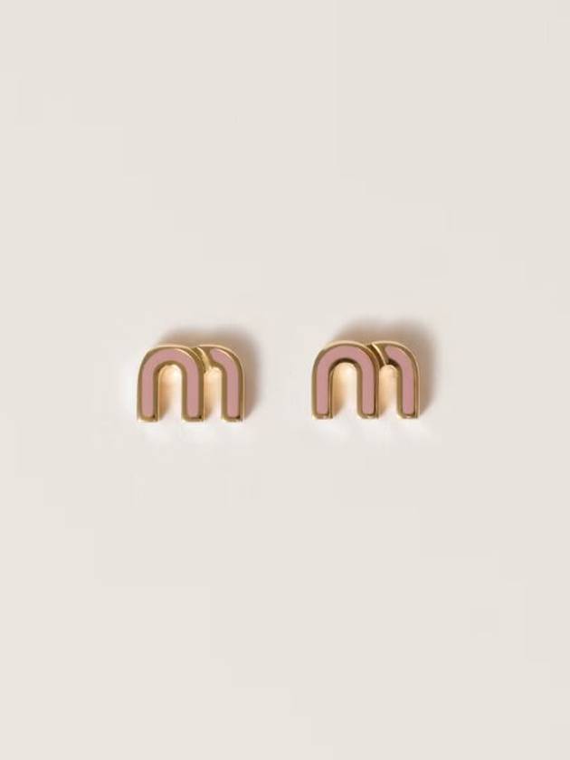 logo enamel metal earrings pink - MIU MIU - BALAAN 1