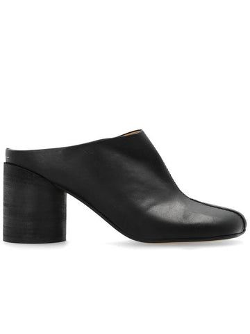 MM6 Maison Margiela Leather Heeled Mules, Women's, Black - MAISON MARGIELA - BALAAN 1