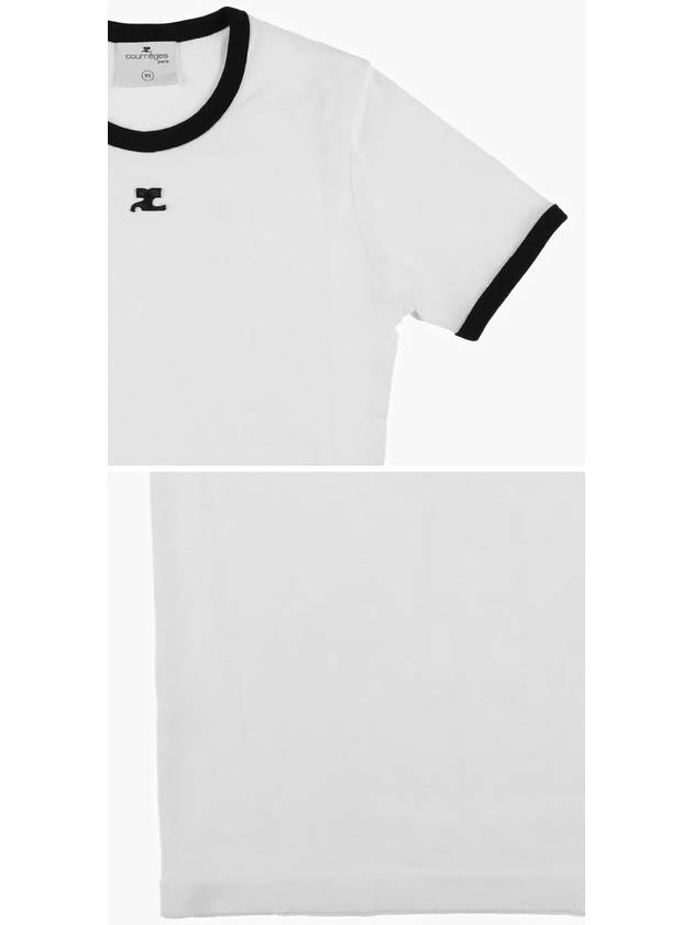 Contrast Signature Short Sleeve T-Shirt White - COURREGES - BALAAN 4