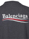 Embroidered Logo Cotton Long Sleeve T-Shirt Grey - BALENCIAGA - BALAAN 4