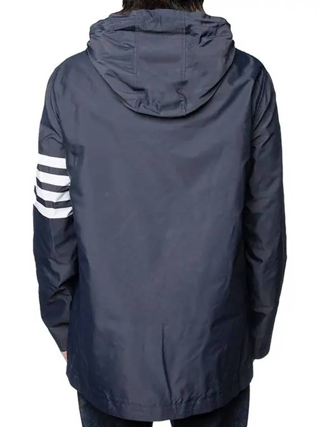 Diagonal Armband Solid Swim Tech Hooded Jacket Navy - THOM BROWNE - BALAAN 7