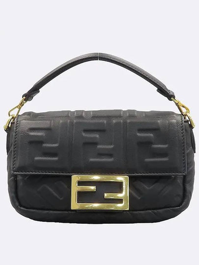 8BS017 Black leather baguette mini tote bag chain strap 2WAY - FENDI - BALAAN 2