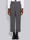 Men's Wool Pique Shooting Single Pleated Pants Medium Gray - THOM BROWNE - BALAAN.