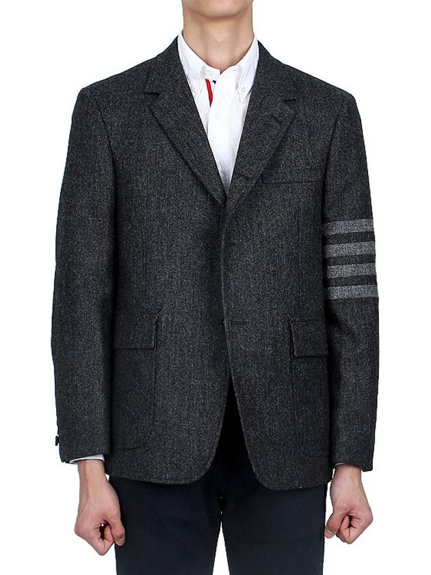 Donegal Tweed 4 Bar Single Breasted Blazer Jacket Grey - THOM BROWNE - BALAAN 4