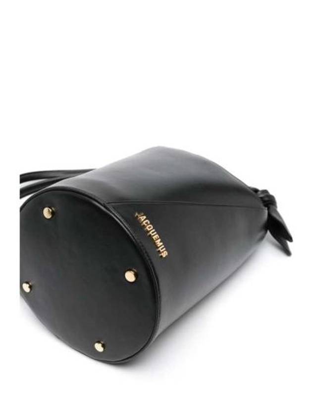 Le Petit Tourni Mini Knotted Leather Bucket Bag Black - JACQUEMUS - BALAAN 3