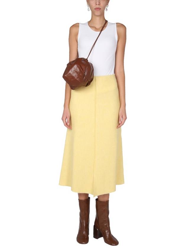 Wool Midi A-Line Skirt Yellow - JIL SANDER - BALAAN 3