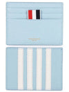 Pebble Calfskin 4-Bar Applique Note Card Wallet Blue - THOM BROWNE - BALAAN 3