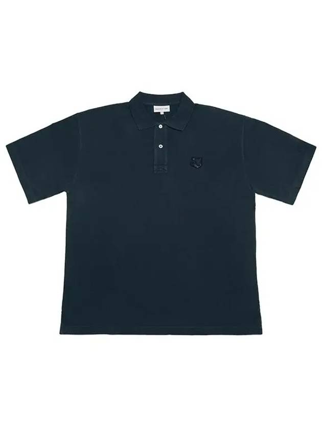 Bold Fox Head Patch Oversized Polo Shirt Navy - MAISON KITSUNE - BALAAN 3